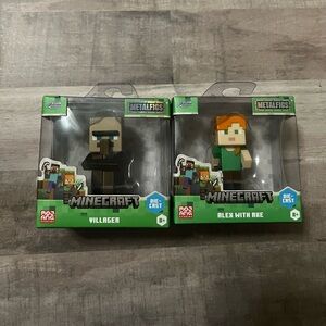Mojang Studios MetalFigs 2.5" Minecraft ALEX WITH AXE & VILLAGER Figure